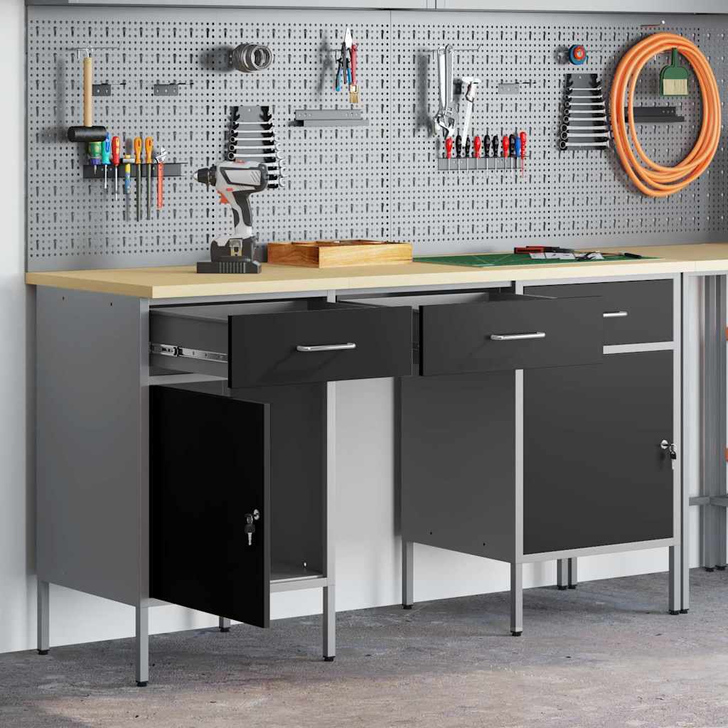 Vidaxl 3pcs Workshop Equipment Set Black