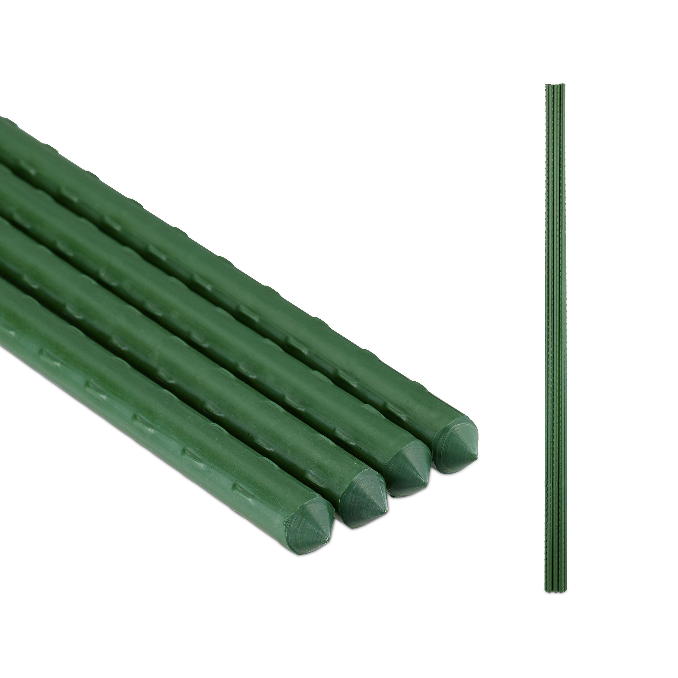 TEMU Dark Green Plant Stakes, 10-piece Set, 90 X 1 Cm, Ø 10 Mm, Ribbed Plastic-coated Steel With Pointed Ends, For Tomatoes, Beans, Ornamental And