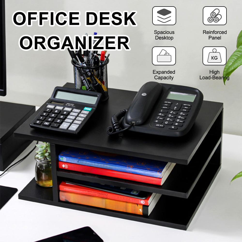 Image of 2-tier Monitor Riser, Laptop & Printer Stand With Storage Shelf, Desk File Organizer, Ideal For Office Supplies, Desk Accessories &