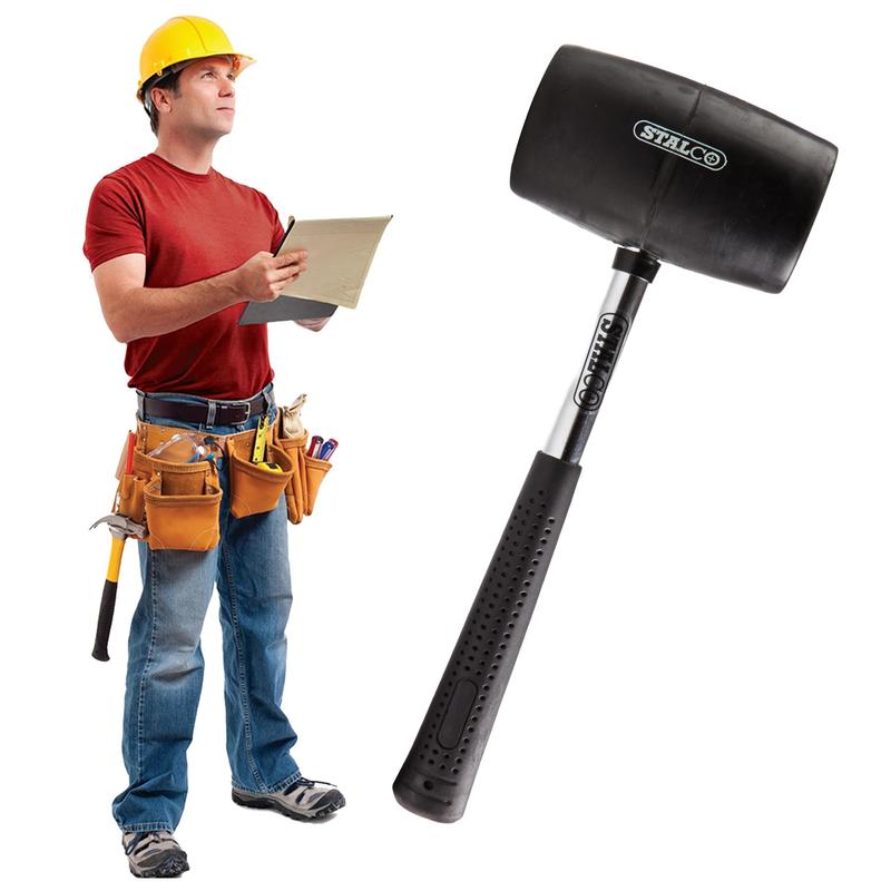 Rubber Mallet 90 Mm, Flexible Handle, Steel Shaft, For Laying Paving Stones, Plates, , Leveling Surfaces, Durable, High-quality, Professional, For Paving Work.
