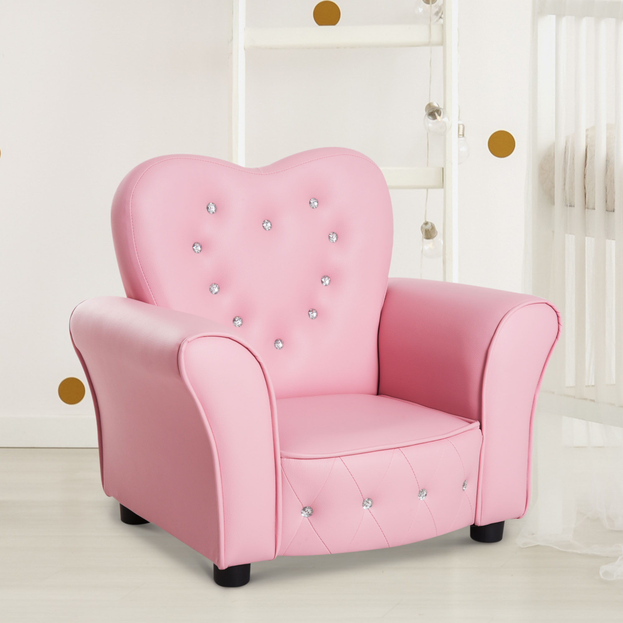 Children's Armchair With Solid Wood Feet, Foam Kids' Sofa, Children's Chair For Kids' Room, Playroom, 59 X 41.5 X 49 Cm, For Children 1.5-3 Years, Pink