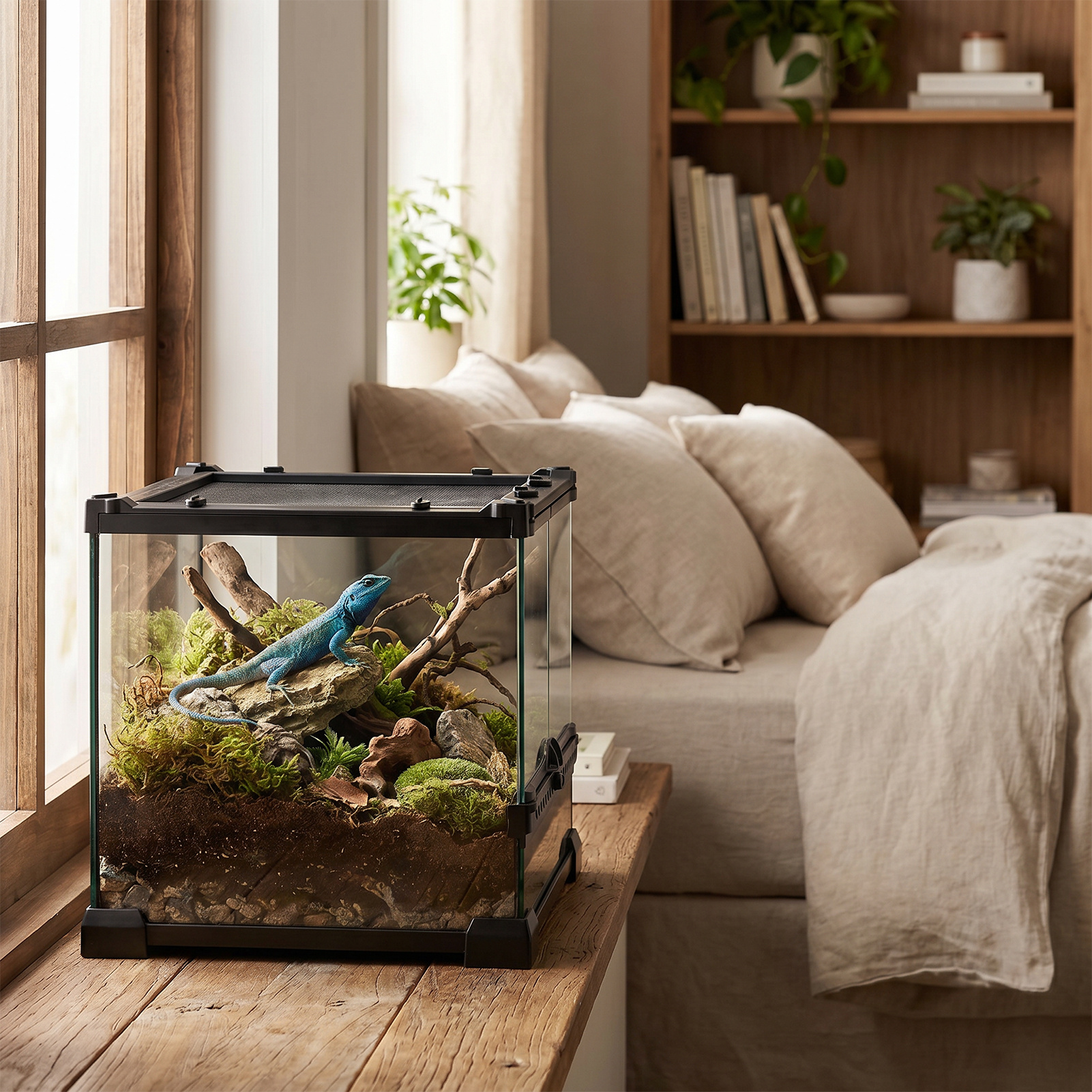 Desktop Rainforest Vivarium for Reptiles and Indoor Decor