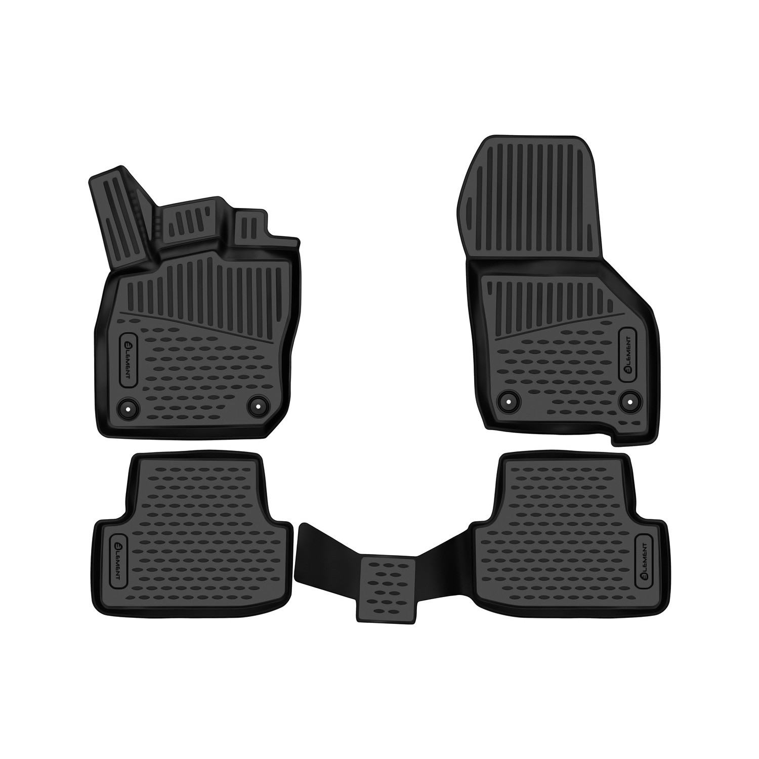 Image of Rubber Floor Mats Compatible With Vw Golf 8 (viii) | 2019-present | Hybrid | Tpe Car Floor Mats 4-piece Set, , Custom Fit, Waterproof, Non-slip