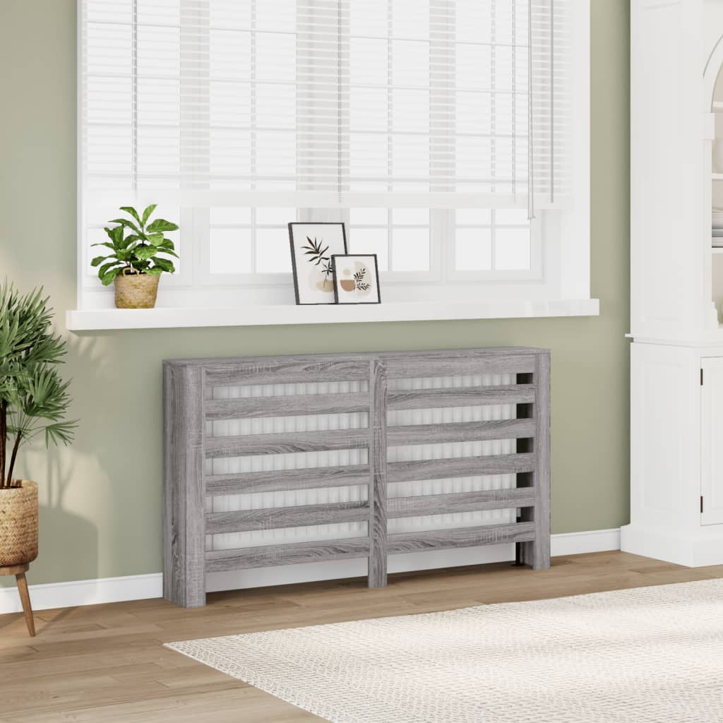 Image of Vidaxl Heater Cover, Modern Lattice Design Heating Cover, Heater Cover For Living Room, Heating Cover, Grey 149x20x82cm Wood Material