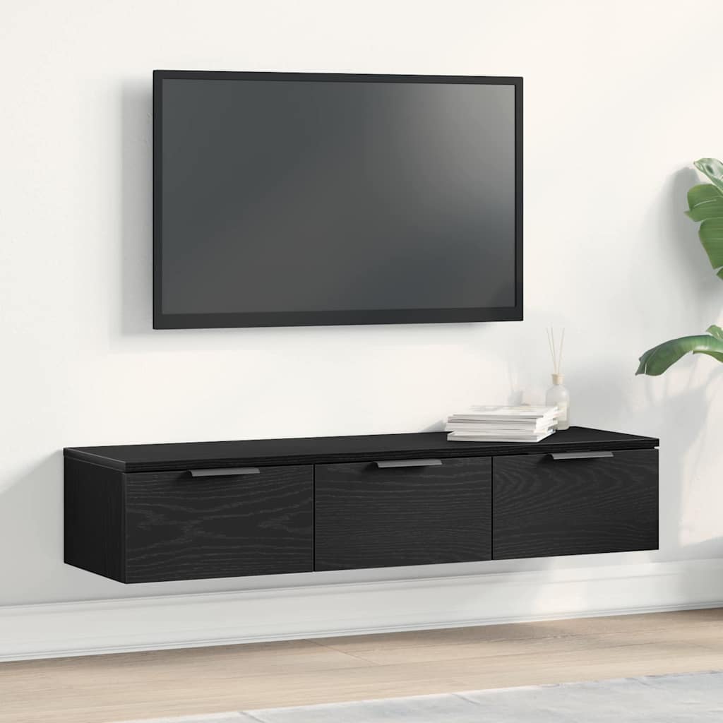 Image of Vidaxl Modern Wall Shelf With 3 Drawers For Stylish Storage | Wood Material With , Ideal For Bedroom, Living Room, Study | Wall-mounted, Space- Furniture For Small Items
