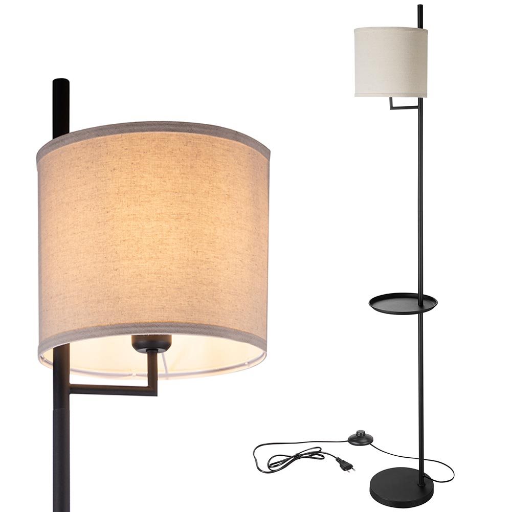 TEMU Floor Lamp With Modern Earth Design, E27 Shade Fabric With Black Table, Adjustable Lighting, Frame, Pedal Switch Control, Furnishing