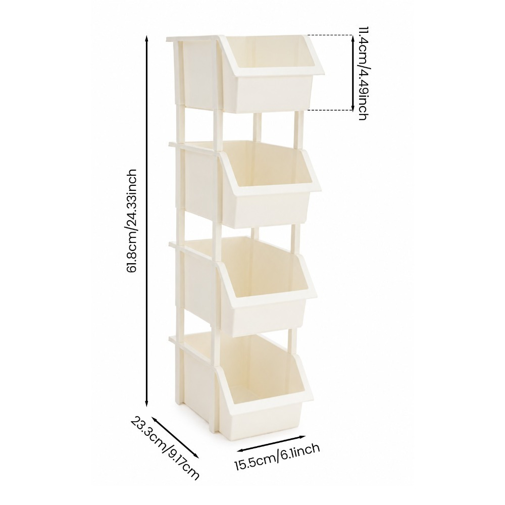 4-Pack Front Opening Stackable Plastic Storage Bins with Easy Access Design