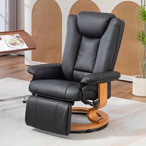 poltrona relax tv con funzione reclinabile, poltrona girevole con schienale regolabile, supporta kg, pelle ,