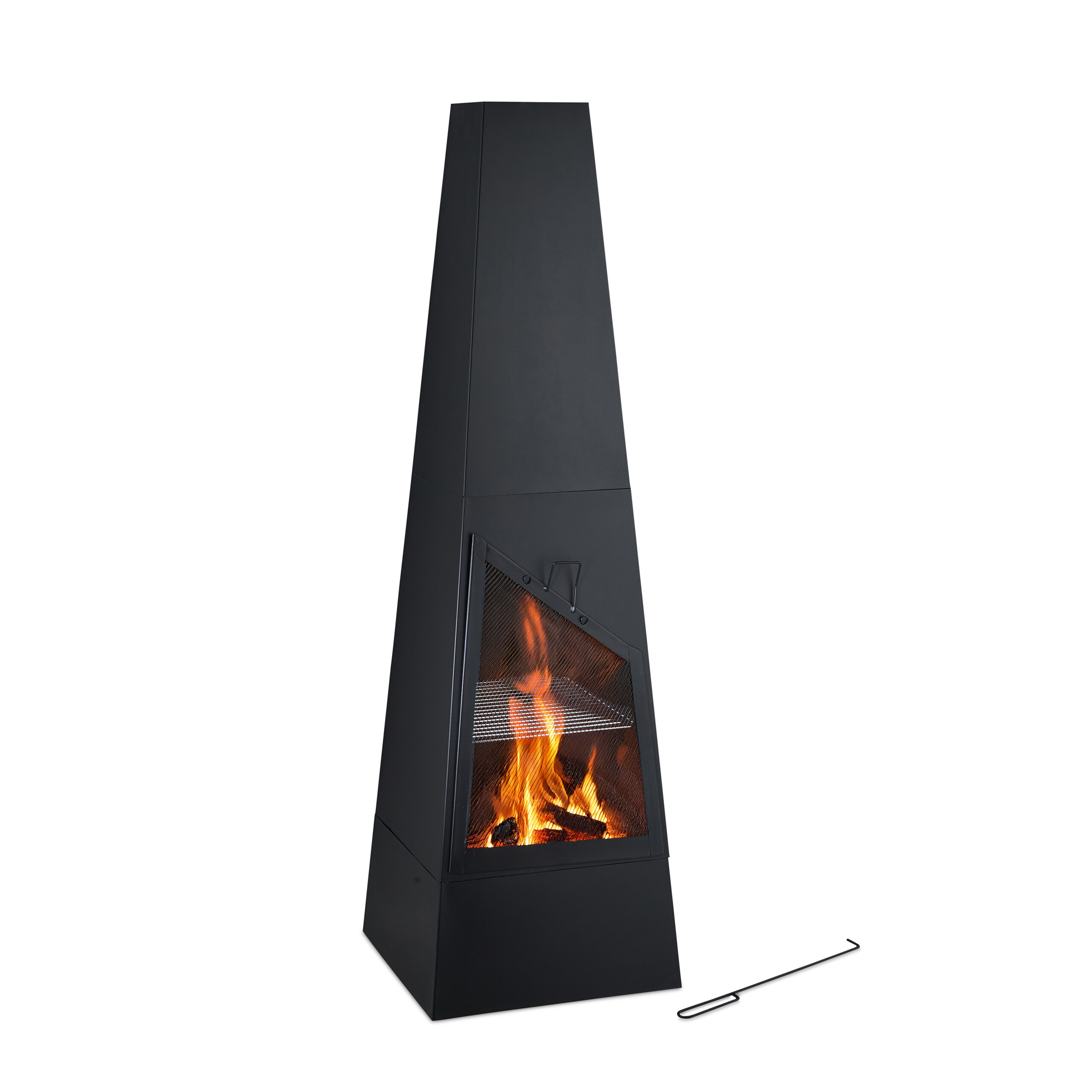 Black Garden Fireplace - (w)44.5 X (h)149 X (d)44.5 Cm