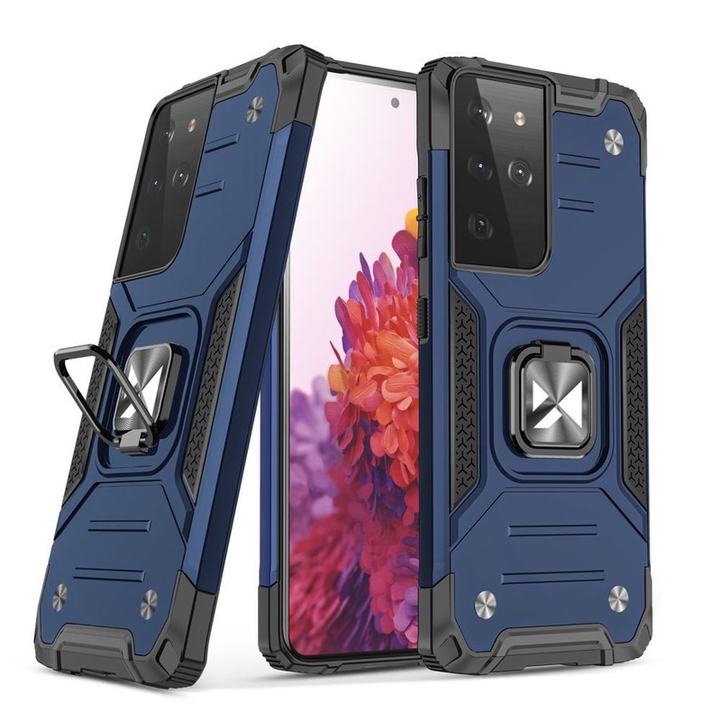 Armored Hybrid Case With Magnetic Holder For Galaxy S22 Armor - Blue