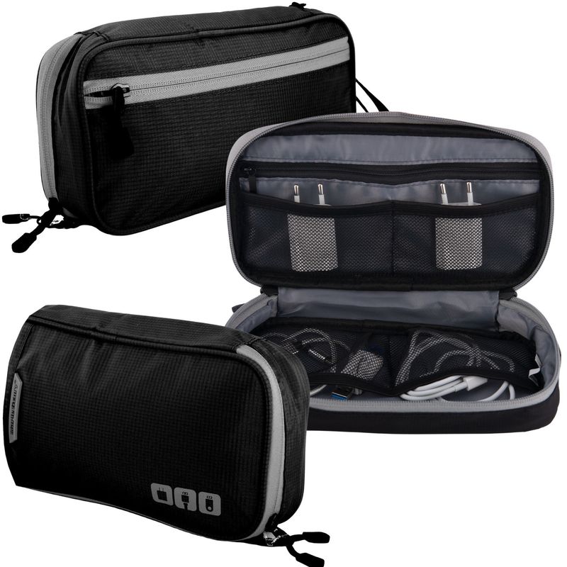 Image of Travel Organizer For Cables, , Cards, Waterproof 900d, 28x21x10cm, With Compartments, Set Of 5straps, Foldable, For Suitcase, Backpack, Travel, Accessories