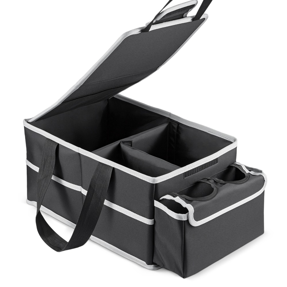 TEMU Car Back Seat Organizer Foldable Car Organizer Front And Rear Seat Organizer With Dividers Cup Holders And Lids Suitable For Front Seat/back