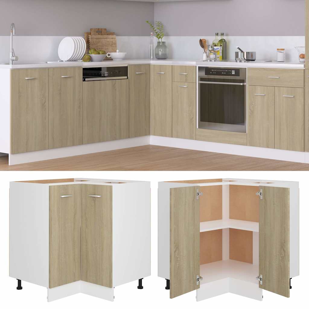 Image of Corner Cabinet "" Oak 75.5x75.5x81.5 Cm Wood, Kitchen Cabinet, Kitchen Unit, Cabinet, Kitchen Furniture, Built-in Kitchen Cabinet