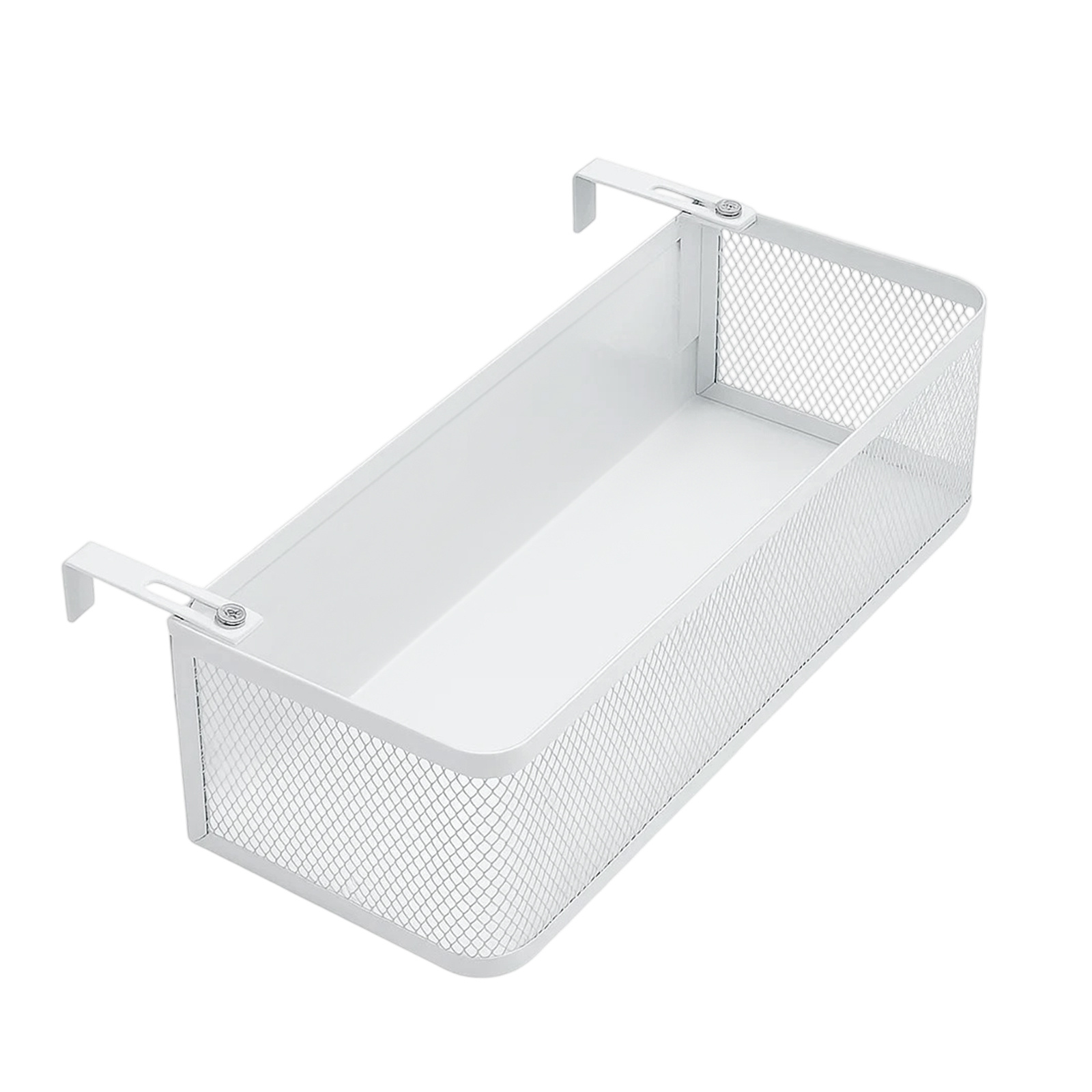 Hanging Nightstand Basket, Metal Bed Organizer With Hooks, Hanging Storage Basket Bed, Nightstand Bed Basket For Hanging For Books, Magazines, Dormitory, Office, Bedroom, White