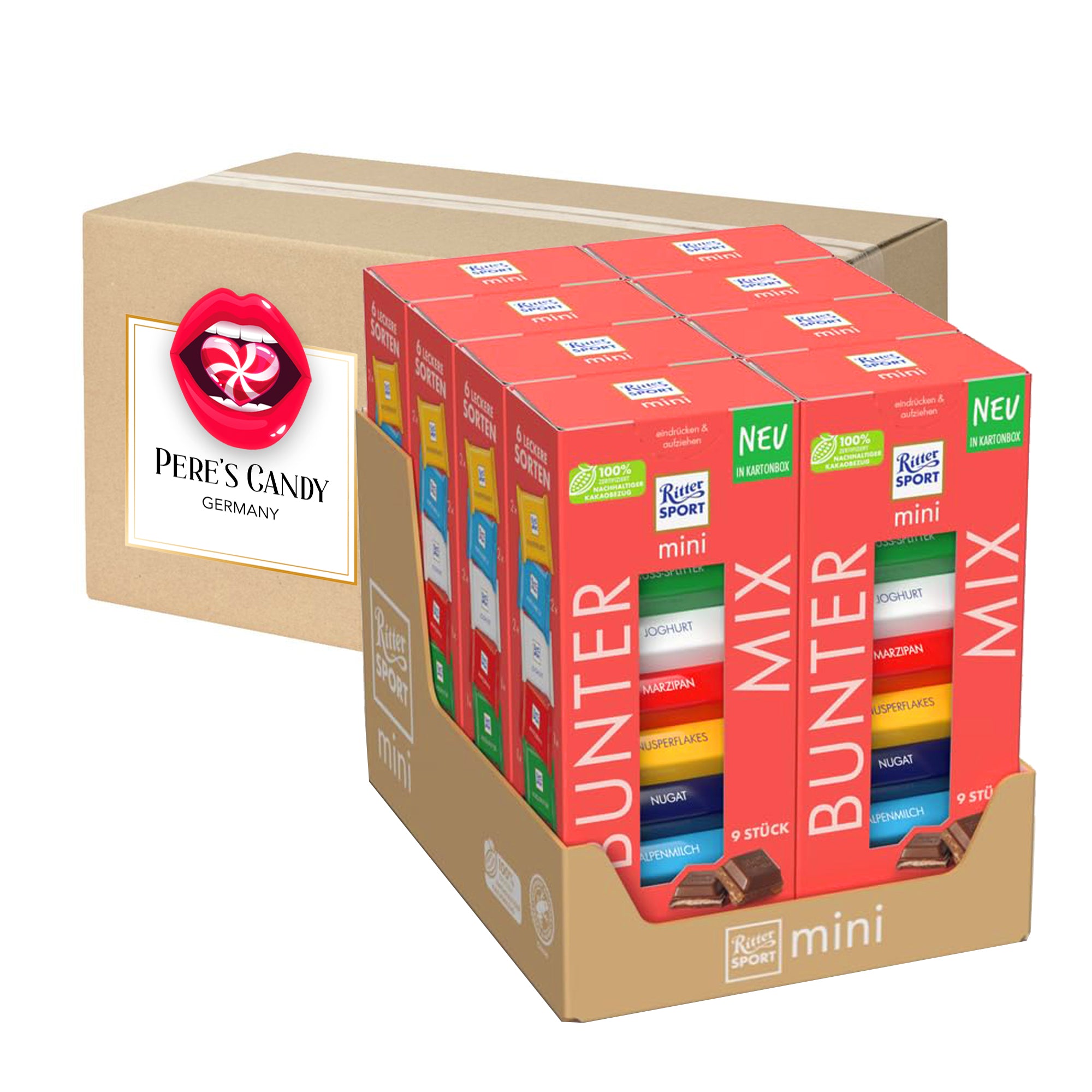 Ritter Sport Mini Bunter Mix Turm 9 Minis 8x150g
