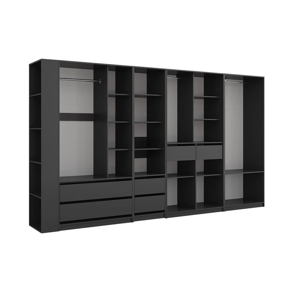 Image of Elmo Anthracite 50 X 200 Cm 5pcs Set The Wardrobe With Wing Doors, Closet, Living Room Cabinet, 16 Mm Chipboard, Bedroom