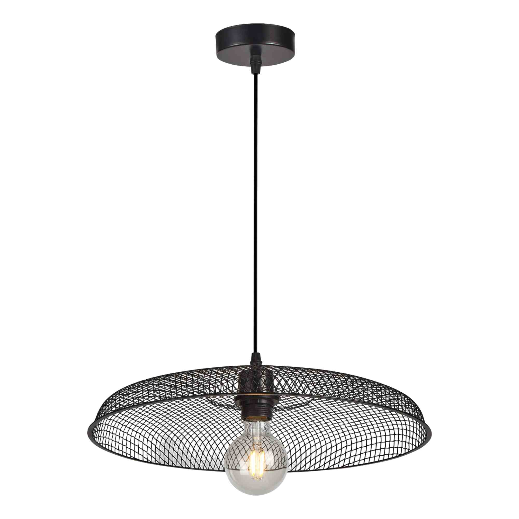 Set of 2 Cassidy Large Black Mesh Ceiling Pendant Lights