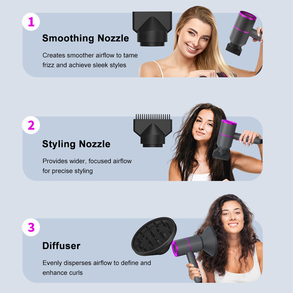 High Speed Ionic Hair Dryer with Styling Attachments
