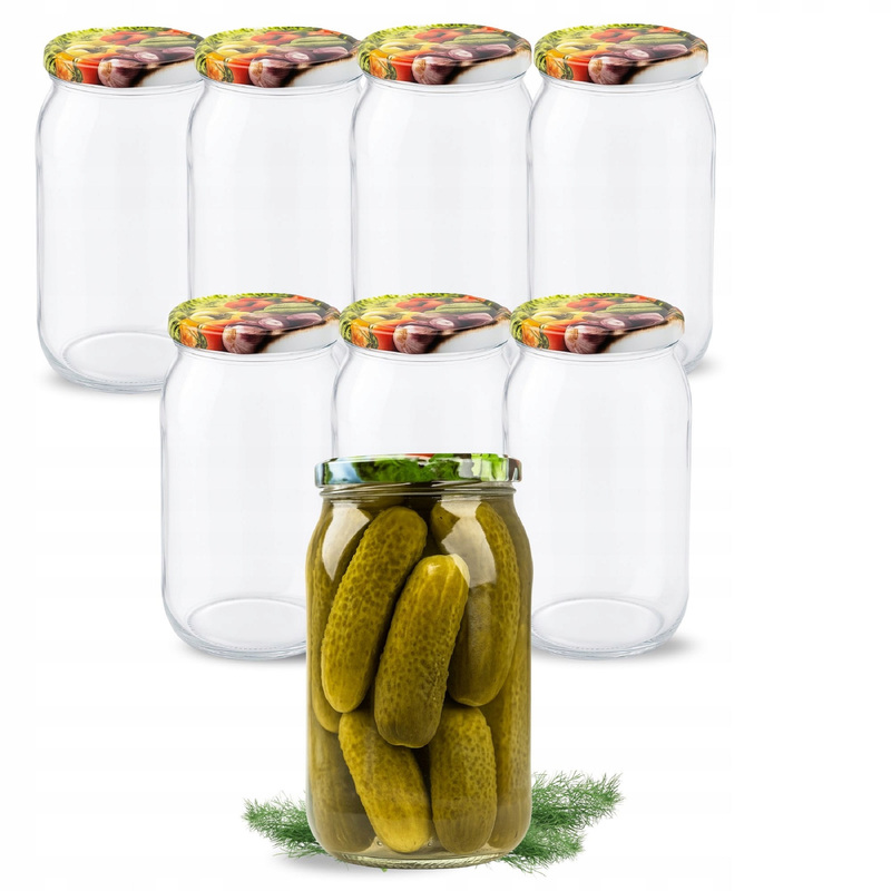 8x 900 Ml Glass Jars For Honey Jam 0.9 L 8pcs + Lids Fi82
