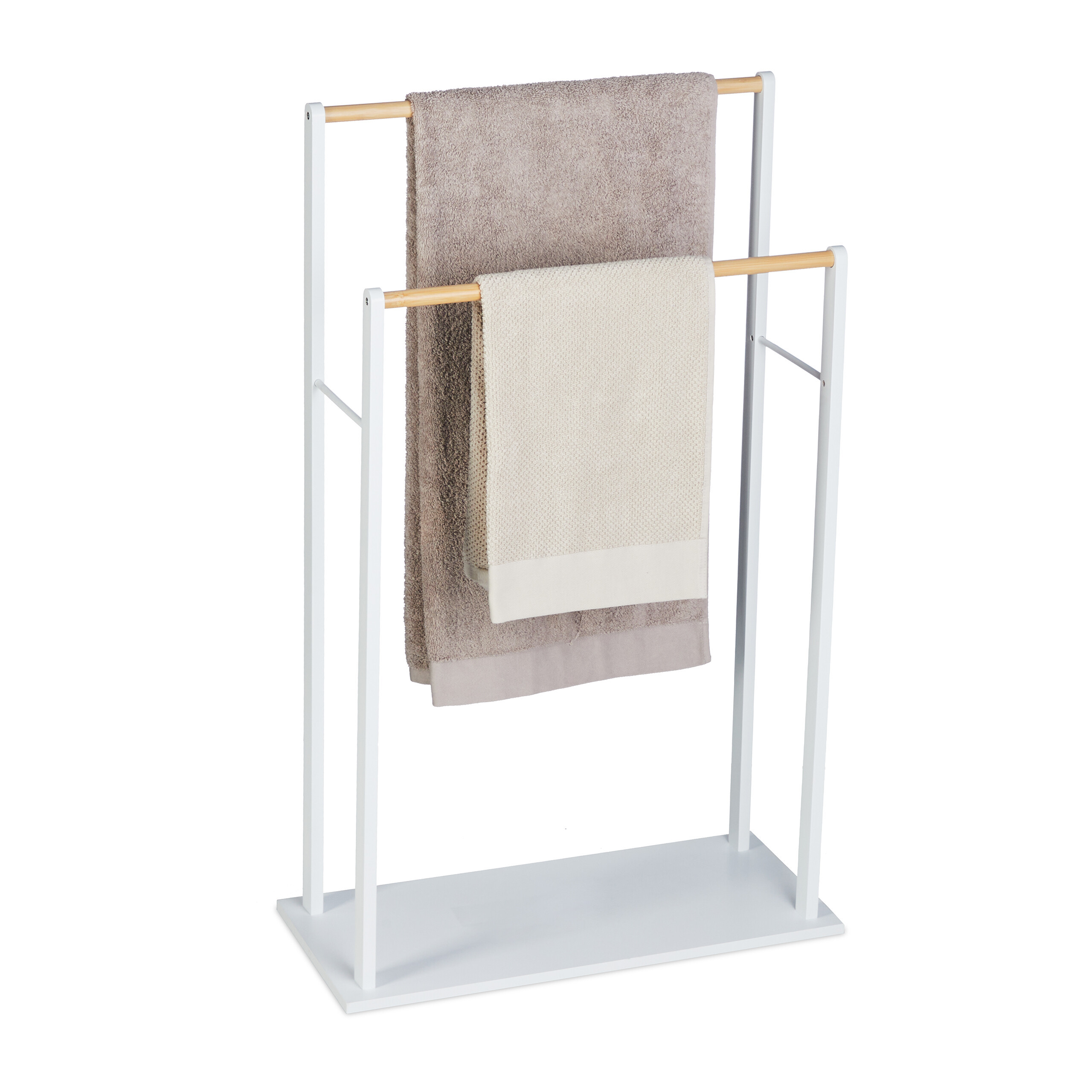 Towel Stand In White/natural - (w)57 X (h)91.5 X (d)25 Cm