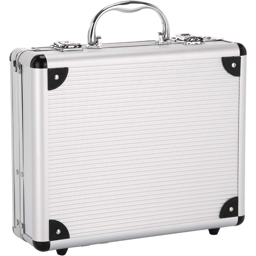 TEMU Flight Case Tool Box, Lockable Silver Briefcase For Measurement Instruments And Cameras, Portable Hard Metal Carrying Case With Handle,