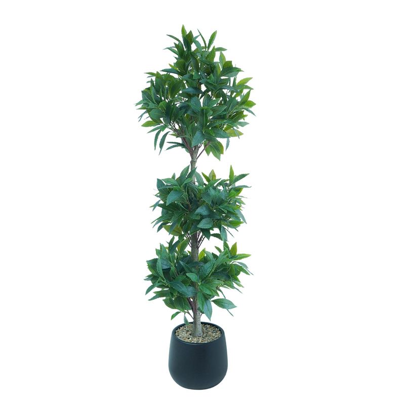Aptliton 120cm Artificial Bay With Adjustable Branches, Realistic Leaves, 3-ball Shape Design, Ideal For Living Room, Bedroom, Office, Patio ()