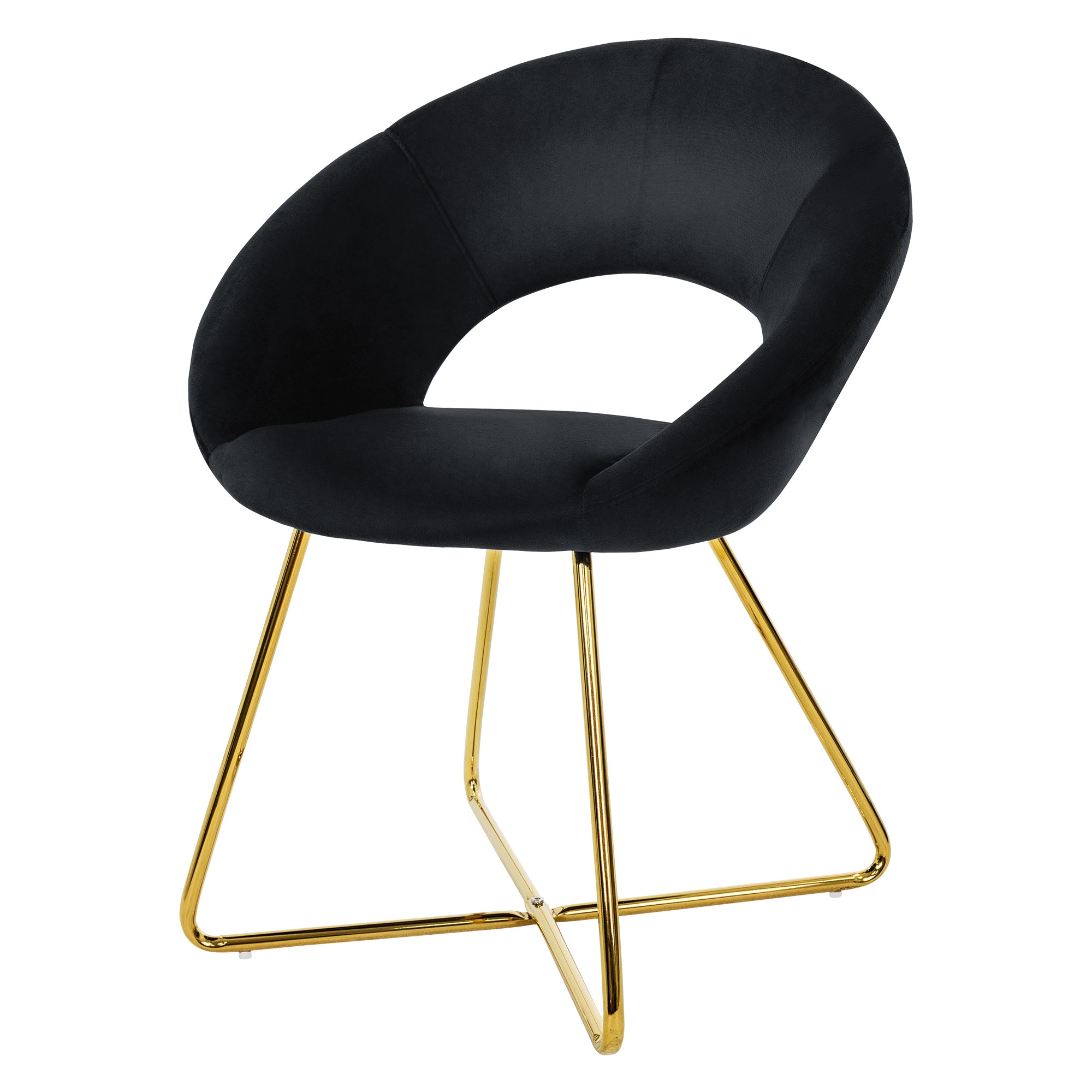 Image of Ml-design Velvet Dining Chairs, Round Back Living Room Chair, Upholstered Chair With Golden Metal Legs, Ergonomic Dining Table Chair, Kitchen Chair, Shell Chair, Vanity Chair