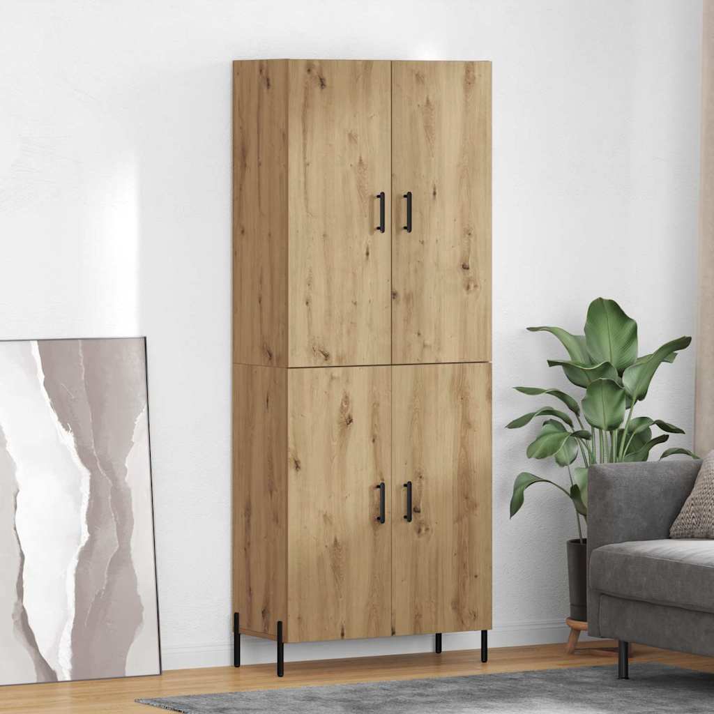 Vidaxl - Oak 69.5 X 34 X 180 Cm Wood, Living Room Storage, Rectangular Tall Cabinet, Modern Organizer, Stylish Wall Shelf, Practical Space Saver