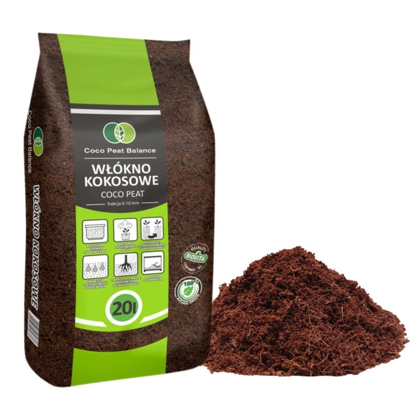 E-shop Kokosnussfasern für Blumenpflanzen 20L - Kokoserde für Pflanzen - Kokosfasern für Pflanzen, natürlich - Hochbeeterde, geeignet als Palmenerde,