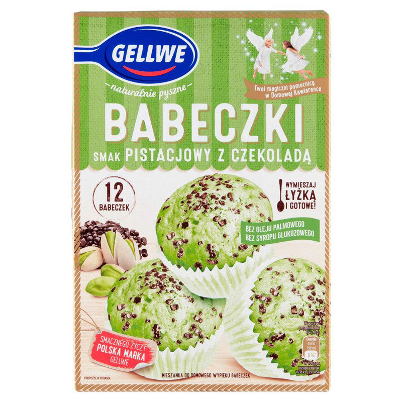 Image of Gellwe Pistachio Flavor Cupcakes With Chocolate Baking Mix 290 G