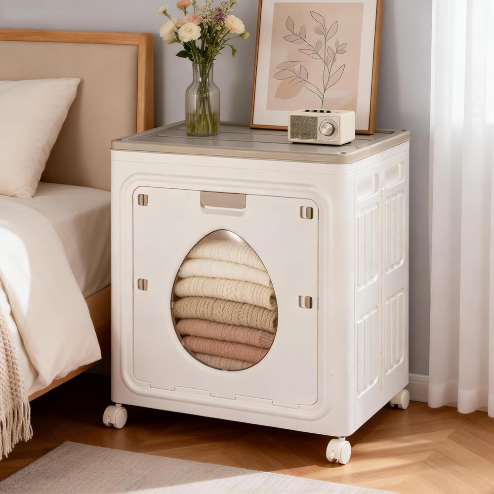 Large Capacity Laundry Hamper with Lid and Wheels, Collapsible Organizer