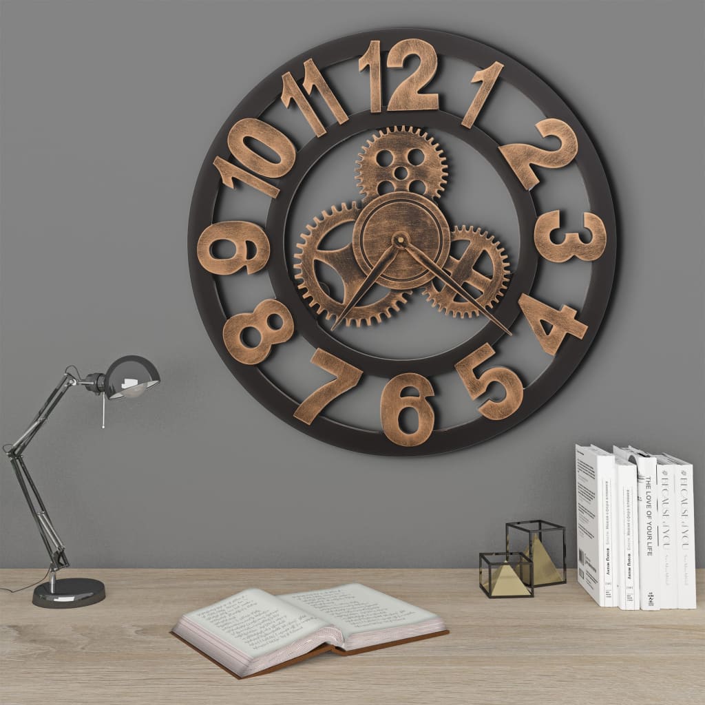 Vidaxl Wall Clock - Flawless Design Clock, Kitchen Clock, Living Room Clock, Office Clock, Clock, 58cm, Gold & Black