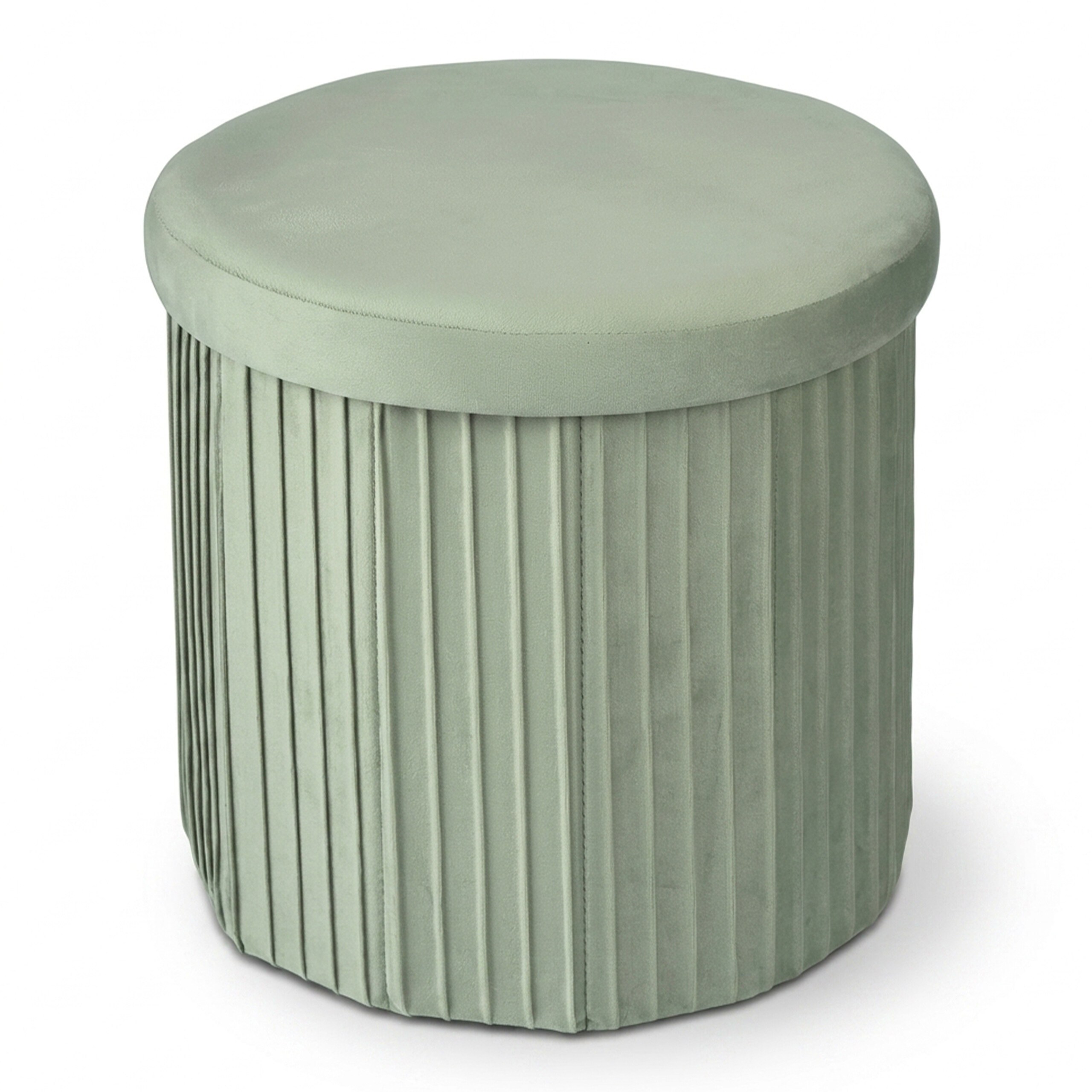 TEMU Pouf contenitore pieghevole, , 38 x 38 cm, rivestimento plissettato in velluto di poliestere, imbottito, MDF, tessuto non tessuto e schiuma, ,
