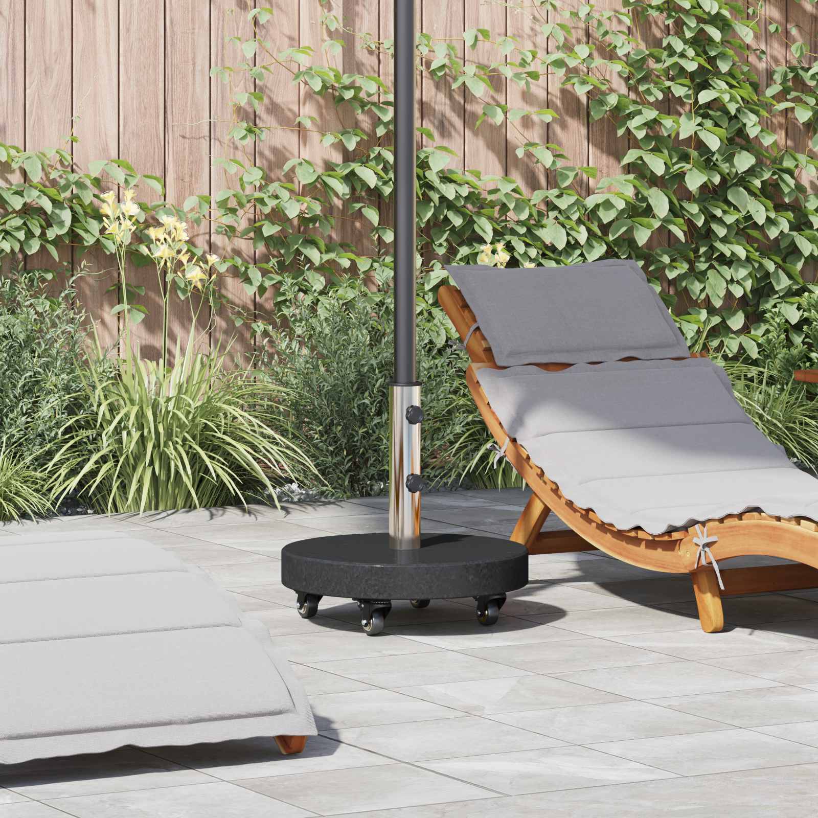 Image of Sun Umbrella Stand 30kg And Stainless Steel Round, Garden & Terrace, Modern Rollable Base, Sun Umbrella Stand, Weather-resistant For Summer