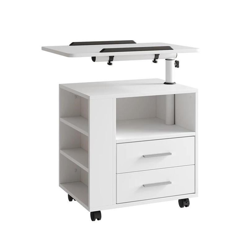 Image of Bora White Nightstand 60 Cm With 2 Drawers, Bedside Table, Night Cabinet, Bedside Cabinet, Side Table, Particle Board, 16 Mm, Bedroom