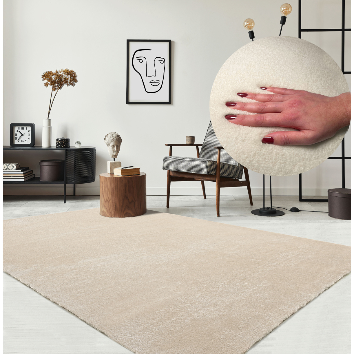 TEMU Teppich Kurzflor Weich Wohnzimmer, Florhöhe 21 mm, Wasserabweisend, Anti-Rutsch & Waschbar, Pflegeleichter Teppich für Wohnzimmer, Schlafzimmer