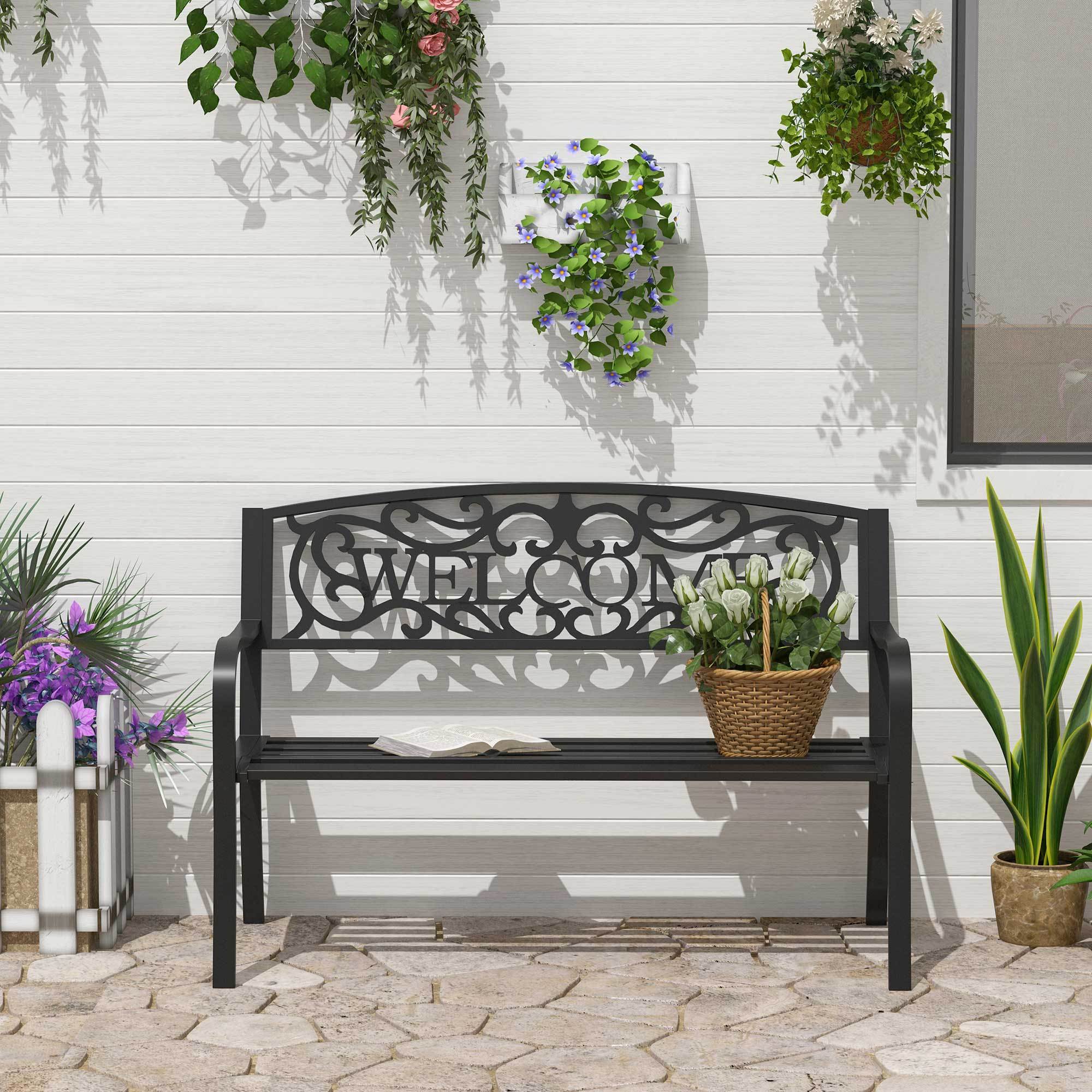 Garden Bench 2-seater Bench Park Bench Metal Garden Furniture