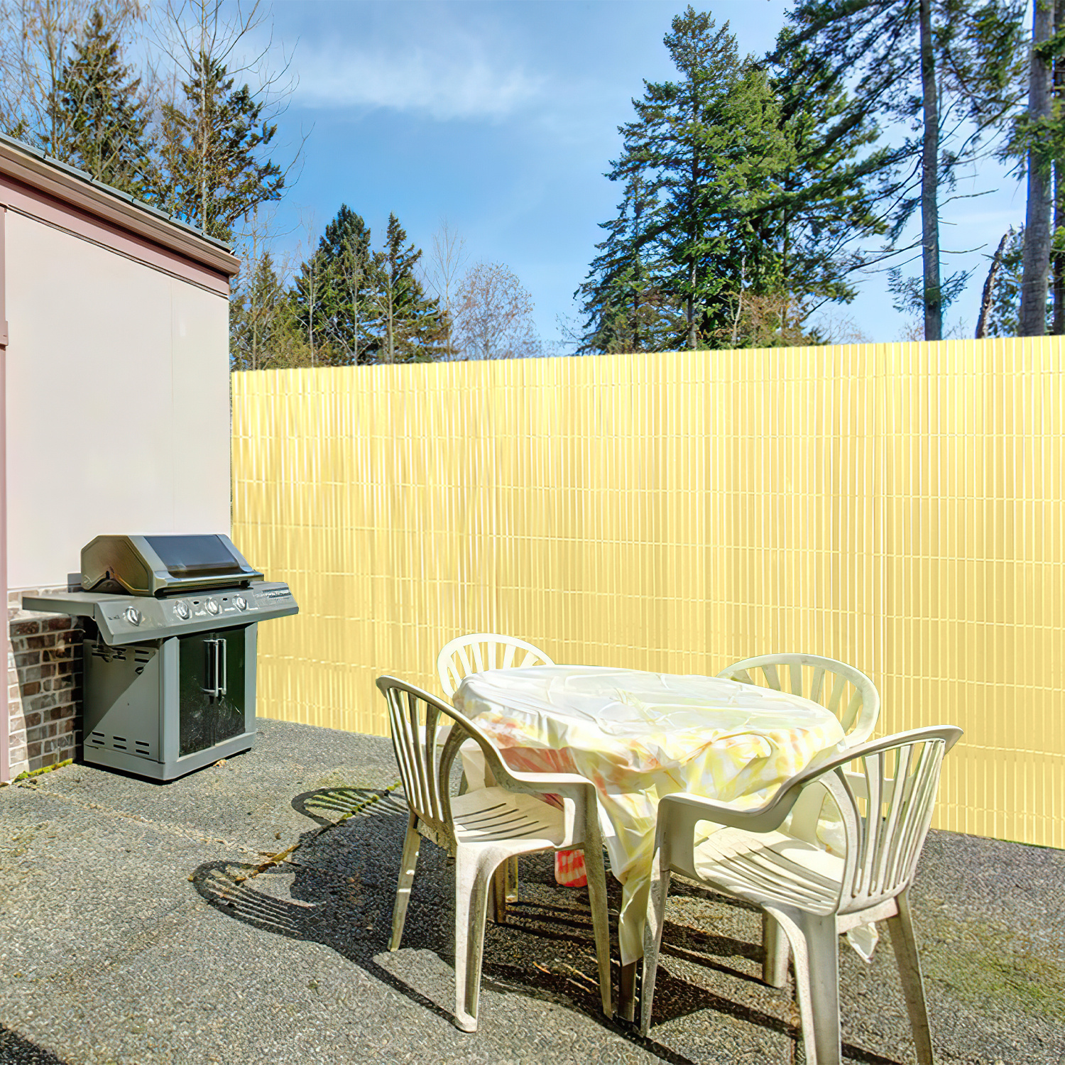 Balkon Privacy Screen 140 x 480 cm Weerbestendig en Onderhoudsvriendelijk Patio Privacy Screen Inclusief Touw & Kabelbinders Voor Balkon, Tuinterras, Zand geel