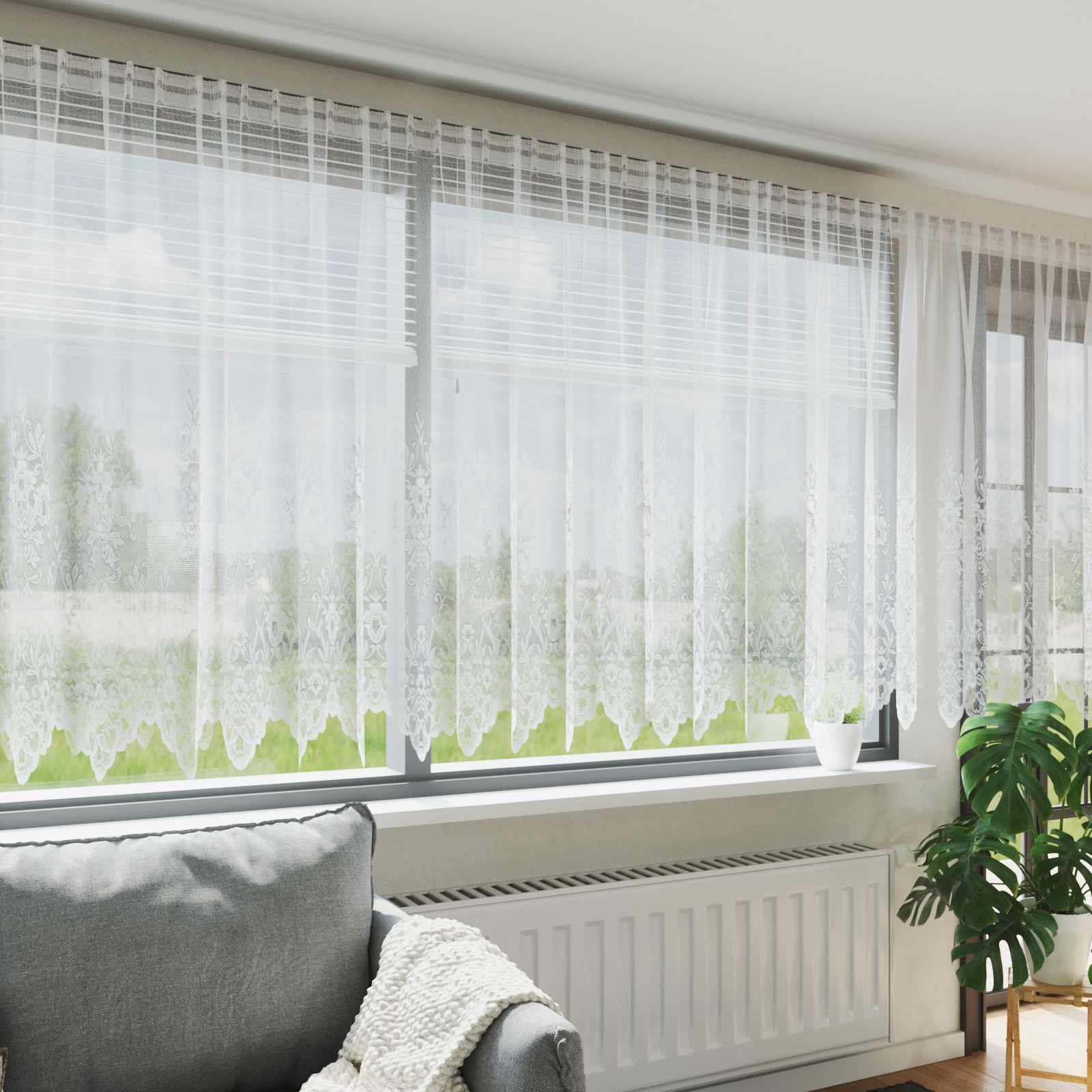 Vidaxl Curtain With Curtains White 180 X 1200 Cm Polyester, Living Room Curtains, Rectangular, Modern Curtains, Light-permeable, Decorative Window Treatments