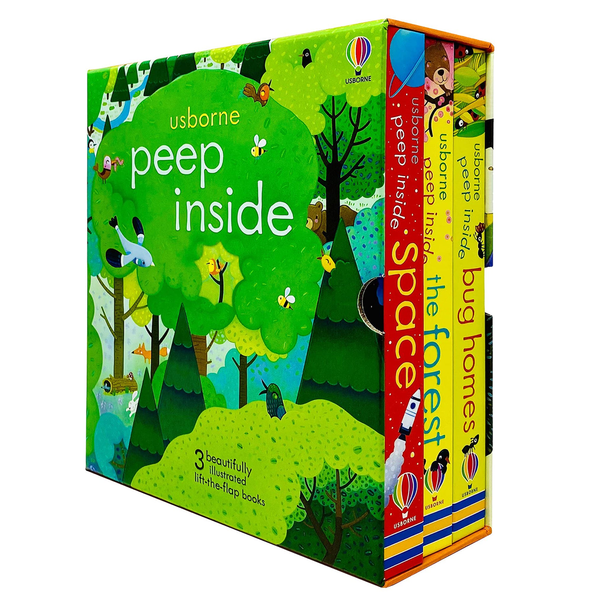 Usborne Peep Inside Lift-the-Flap 3 Books Collection Set (Space, Forest, Bug Homes) - Ages 0-5 - Board Book