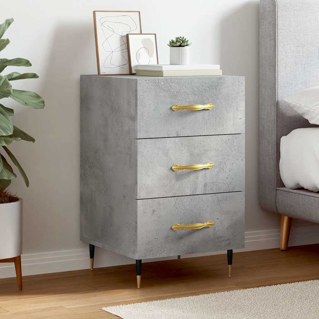 Vidaxl Concrete Grey Table De Chevet, Table De Nuit Avec Tiroir, Armoire De Chevet, Meuble De Rangement Salon Chambre À Coucher, Moderne, Béton Bois D'ingénierie