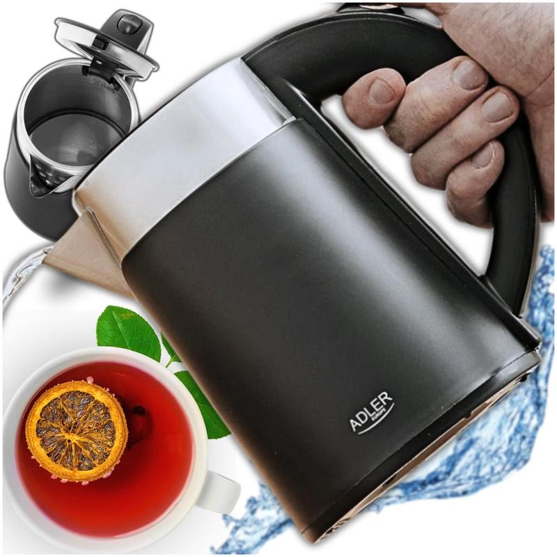 Image of Compact Electric Kettle 0.6l 800w: Fast Boiling, Double Wall, And Stainless Steel Interior – Perfect For Singles, Office, And Travel! Quiet, Energy-efficient, And Safe With Automatic Shut-off!