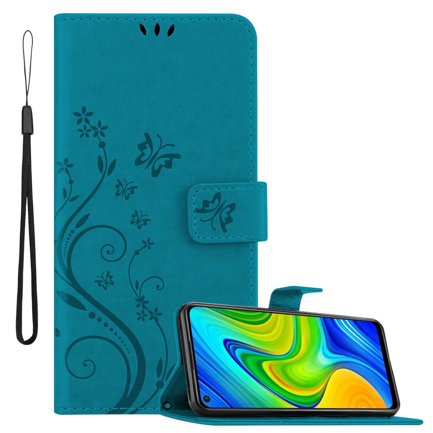 Case Compatible For Xiaomi Redmi Note 9 Protective Cover With Magnetic Closure, Stand Function And Card Slots Flip Case Flower Cover Phone Case Foldable Case Book Bag