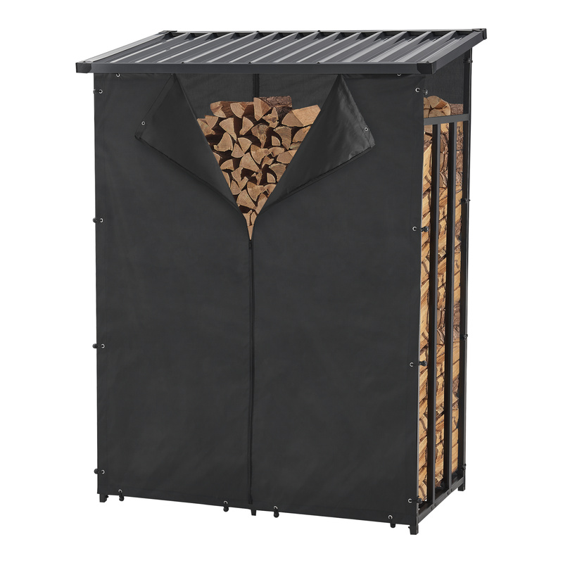 E-shop casa.pro Kaminholzregal Yakutat Brennholzunterstand außen Brennholzlager Holzstapelhilfe Brennholzregal mit Abdeckung Kaminholzständer Metall