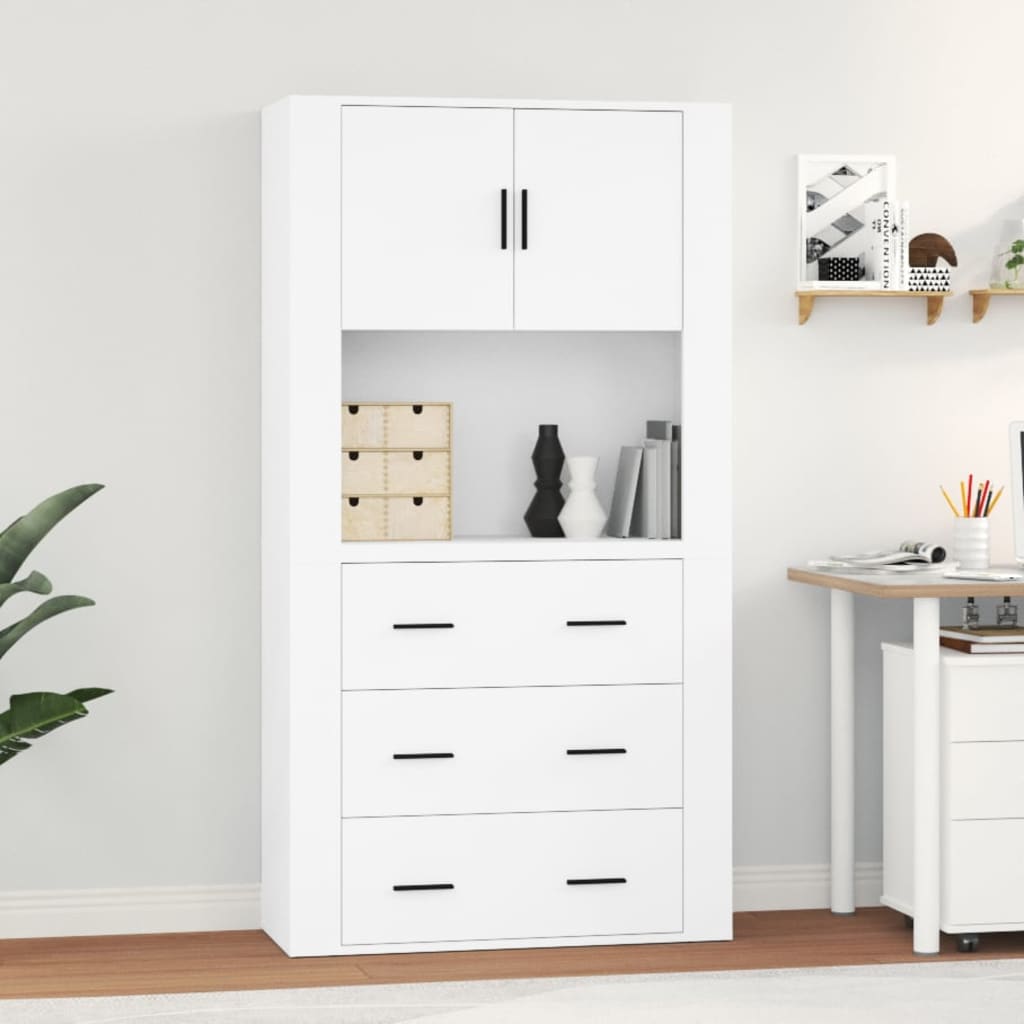 Vidaxl , Sideboard With Storage Space, Multipurpose Cabinet Dresser For Wall Mounting, Side Cabinet For Living Room, Modern, White Wood Material