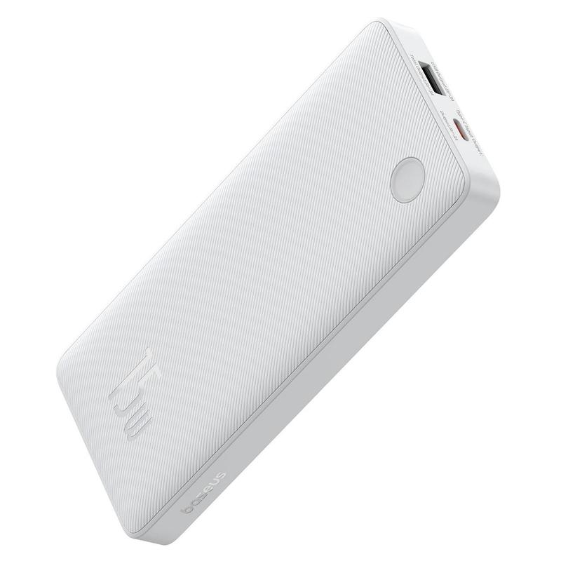 Image of Baseus Lite 10000mah 15w Power Bank With Usb-a To Usb-c 30cm Cable, White, Portable And Fast Charging