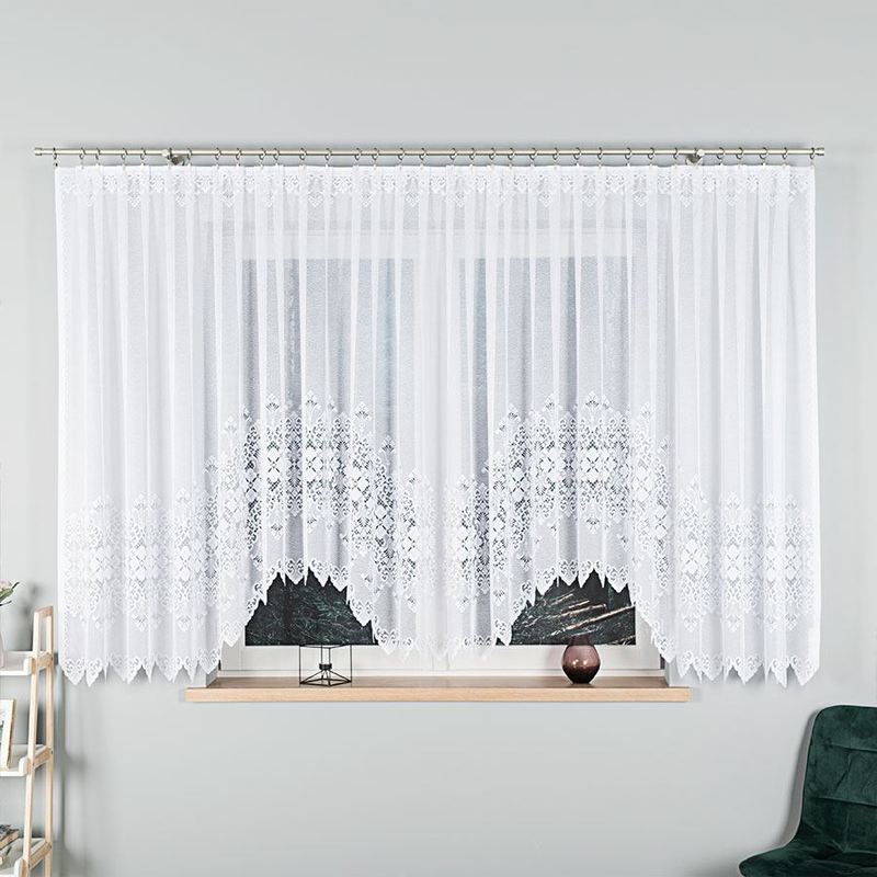 Vroča zavesa z naborki in na dnu - 500X160 cm - Bela barva