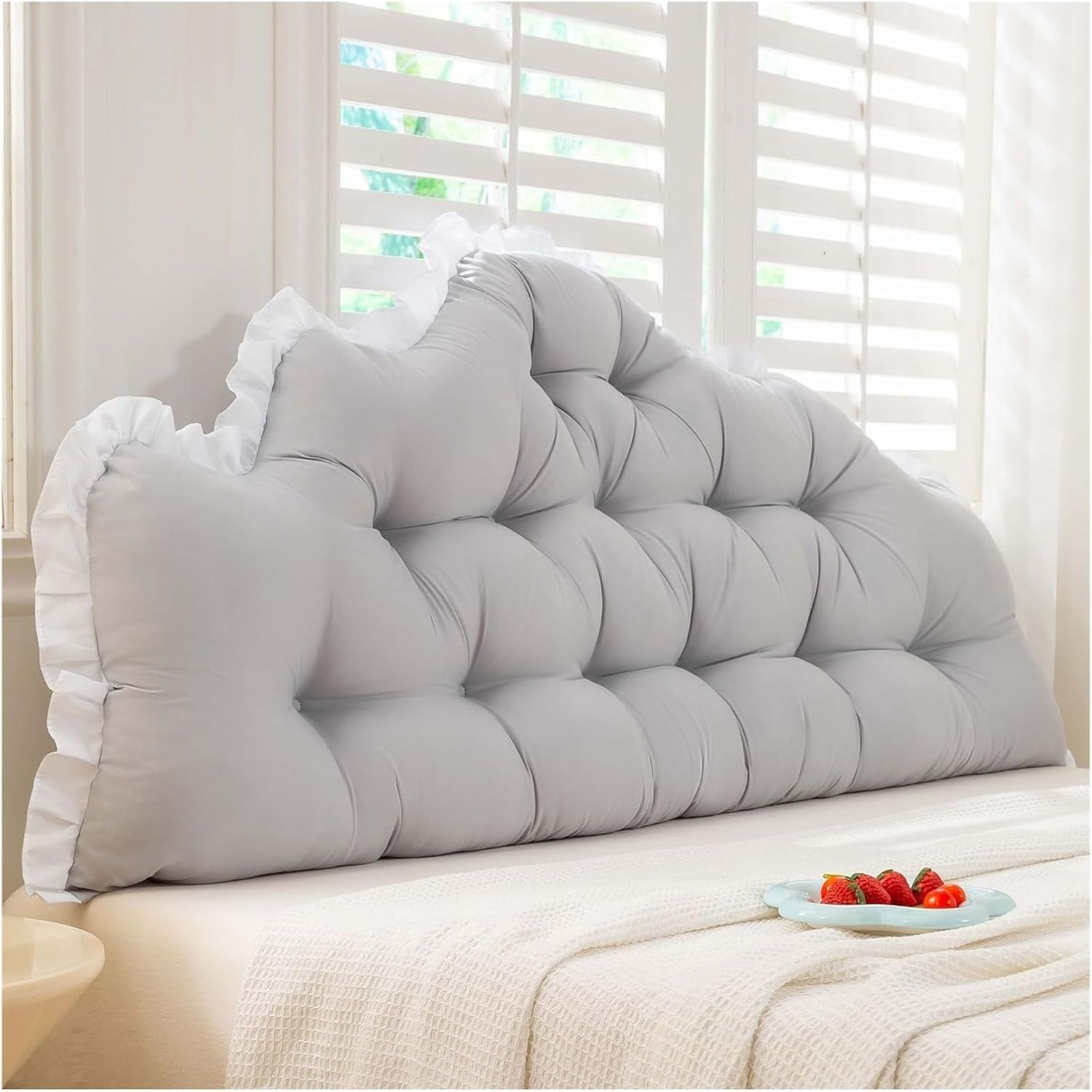 TEMU 1pc Headboard Bolster Support Pillow - Soft Large Backrest Cushion, Comfortable Backrest Pillow, High Elasticity Bed Headboard Pad, Zipper