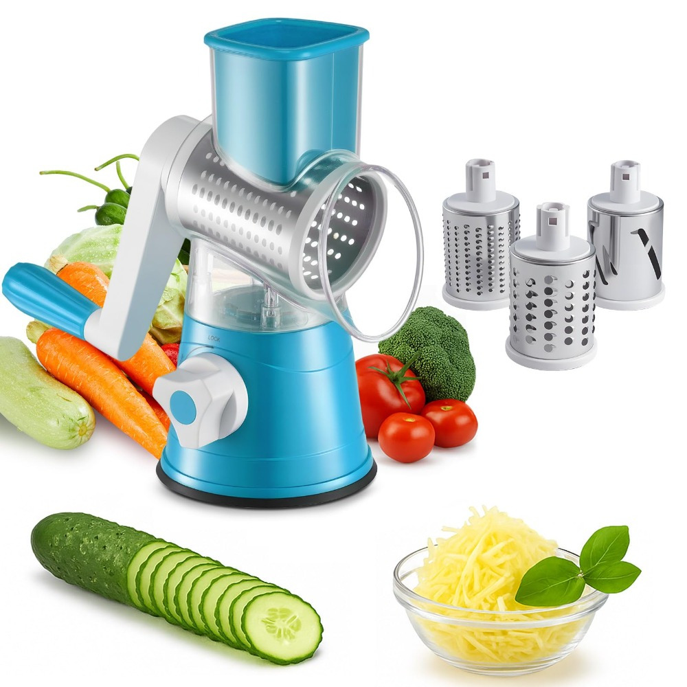 TEMU Handheld Rotary Grater — For Fruits, Nuts, And Vegetables | 3-in-1 Rotary Cheese Grater | Compact & Easy-to-use Kitchen Gadget