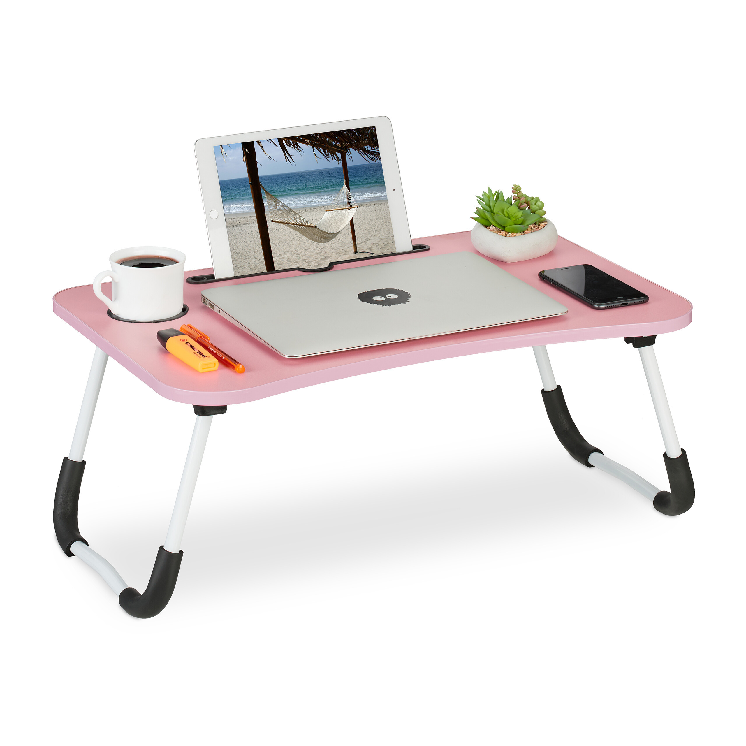 Laptop Desk In Pink/white - (w)63 X (h)26 X (d)40 Cm